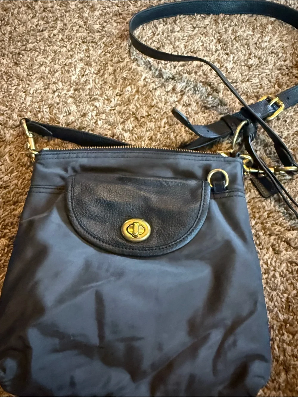 Coach Black Crossbody Bag with Gold-Tone Turn-Lock